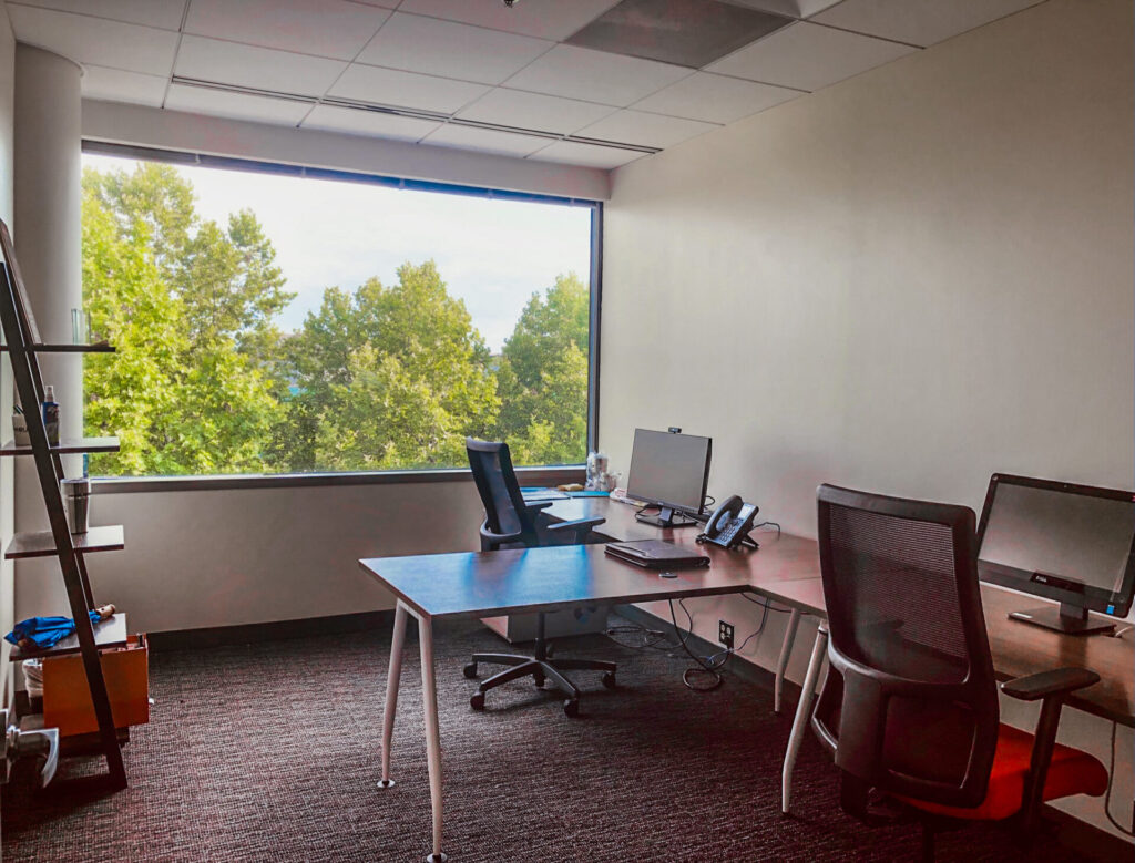 Furnished private office at Pioneer Office Suites in Bethesda, configurable for one to three workspaces